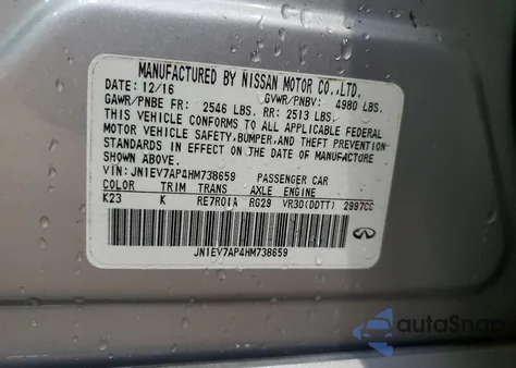 2017 Infiniti Q50 Premium из США, поврежденный, VIN JN1EV7AP4HM738659